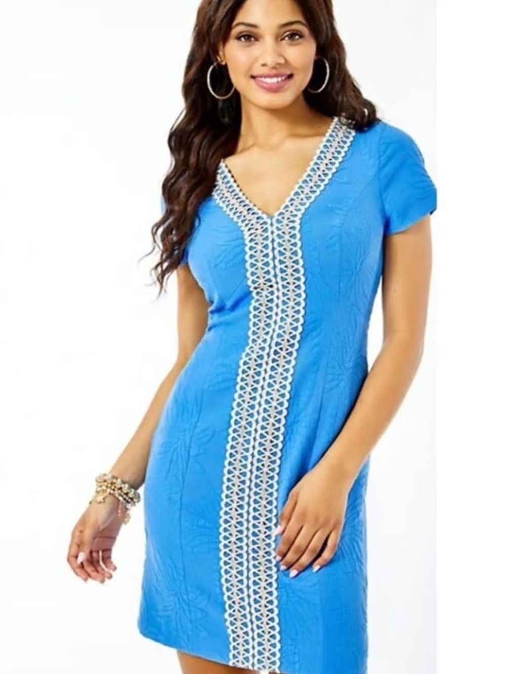 LILLY PULITZER Arie strech dress Bennett Blue Jacquard Palm Paradise Pucker
